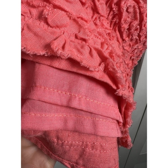 Eileen Fisher Womens 100% Irish Linen A-Line Ruffle Skirt Size PM Coral NWT - Picture 7 of 8